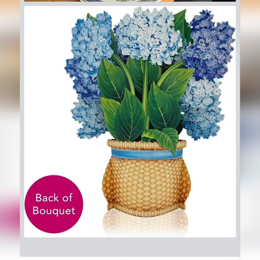 FreshCut Paper Blue Hydrangea 12 inch Pop Up Bouquet 3D Greeting Card New - Picture 3 of 9